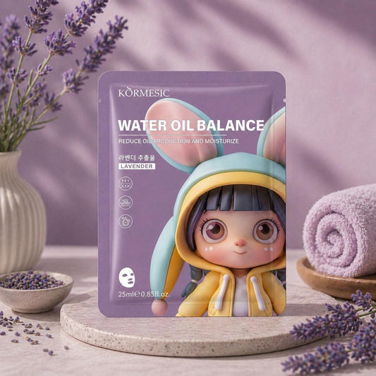 Water Oil Balance Face Mask – Lavender Sheet Mask for Oil Control, Hydrating & Soothing Skincare