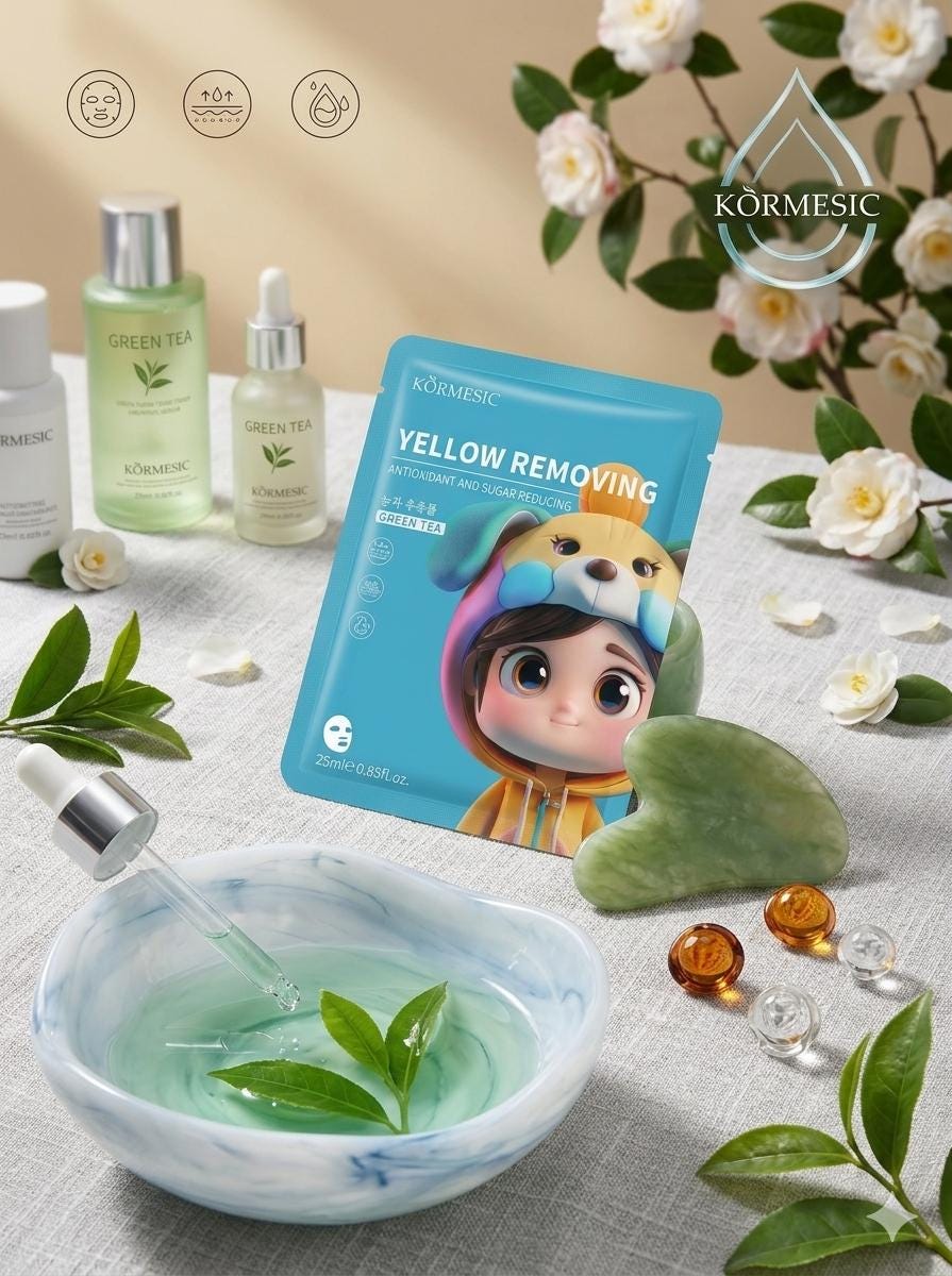 Green Tea Sheet Mask – Pore Cleansing Face Mask, Anti Acne Skincare, Oil Control Mask, Korean Beauty, Hydrating Facial Treatment